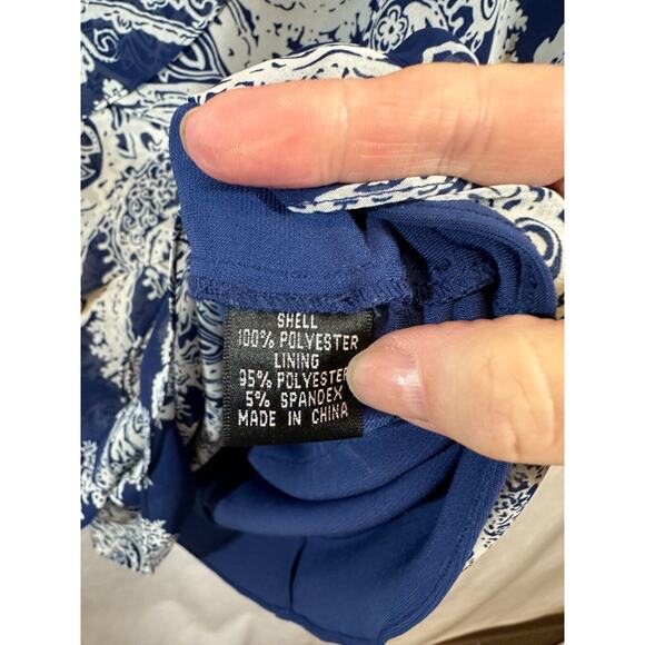 Adrianna Papell Multicolor Tiered Sheath Dress, Women's Size 10 Blue White E6 - Picture 4 of 7